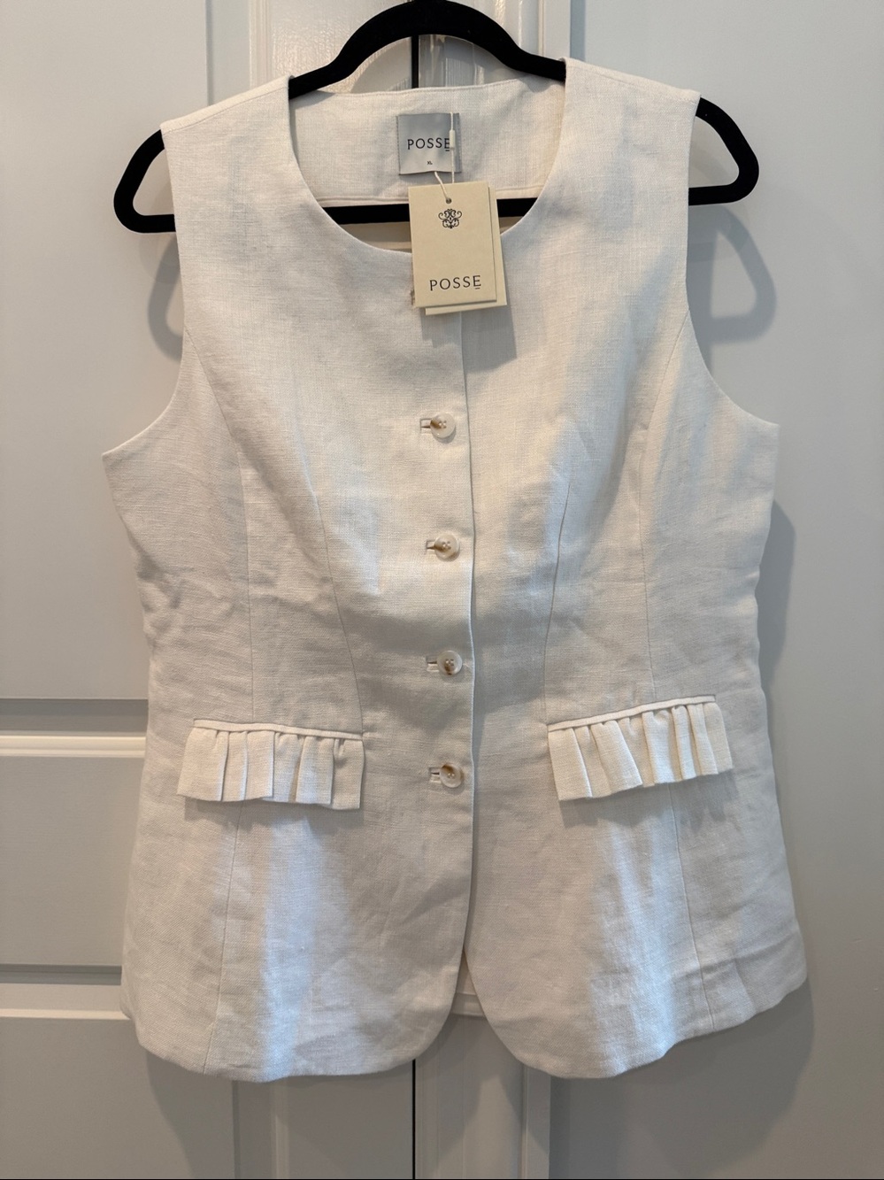 Posse Linen Cream Matilda Gilet Size XL NWT